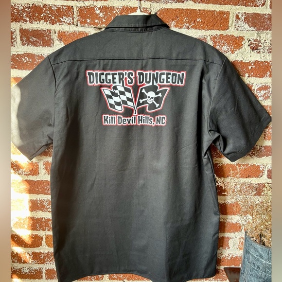 2010s Dickies Racing black button down shirt - Picture 1 of 7